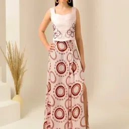 First Resort By Ramola Bachchan Pink And Red Embroidery Mid Rise Fitted Maxi Skirt-picture-15
