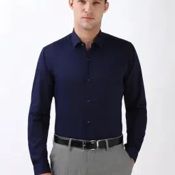 Peter England Navy Regular Fit Shirt-image-72