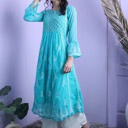 FIIZA Women Floral Printed Georgette Kurta-picture-48