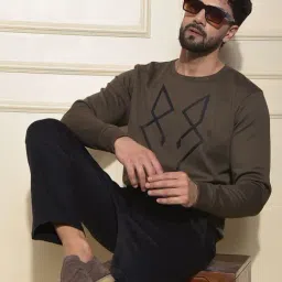 Crimsoune Club Brown Regular Fit Printed Sweatshirt image 4