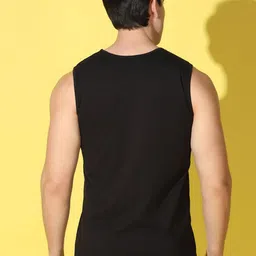 WOOSTRO Pack Of 2 Printed Combo Cotton Gym Vests VWS26(HARD BLACK)(BKLN PEACOCK) image 4