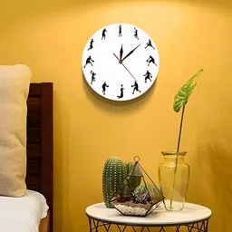 QEZNEF White And Black Printed Traditional Wooden Round Analogue Wall Clock image 4