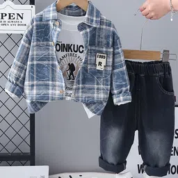 StyleCast x Revolte Boys Checked T-shirt with Shirt & Trousers-picture-12