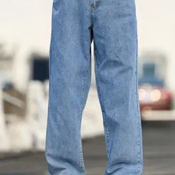 Playfeel Men Jean Mid-Rise Slash Knee Baggy Jeans-picture-32