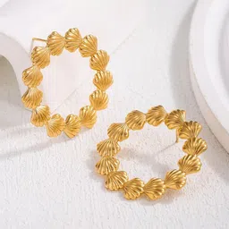 DressBerry Stainless Steel 18k Gold Plated Anti Tarnish Circular Studs-image-94