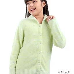 arias by lara dutta Arias Knit Front Open Sweater With Buttons - Yellow & Green-picture-16