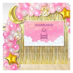 Untumble Pink Naming Ceremony Backdrop Banner Kit for Baby Girl - Pack of 66-image-9