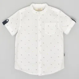 YOUMAA 100% Cotton Knit Half Sleeves Play Text    Printed Shirt  -  White-picture-22