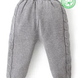 Babyhug Knit Full Length Fleece & Woollen Pant with Cable Knit Design Solid Colour - Grey-picture-22