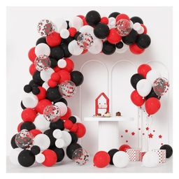 Bubble Trouble Black Red White Theme Balloons Decoration for Birthday, Baby Shower, Happy Anniversary, Wedding Decorations, Theme Balloons for Birthday Parties Decoration Pack of 81 Pcs-picture-31