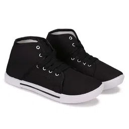 BERSACHE Solid Lace Up Sneakers - Black-picture-16
