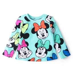 Babyhug Disney Single Jersey Knit Full Sleeves Night Suit With Minnie Mouse Print - Sky Blue image 2