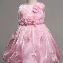 Mark & Mia Woven Sleeveless Party Dress with Floral Applique - Pink image 2