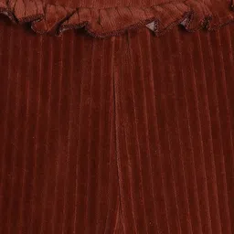 MINI KLUB Cotton Blend Self Designed Pompom Embellished Leggings - Brown image 4