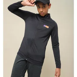 Technosport Knit Full Sleeves Solid Sun Protection & Breathable Windcheater Sports Jacket - Black image 4