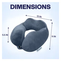 Billebon Premium Neck Pillow Grey Fibre Filled Travel Pillow with Eye Mask image 3