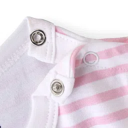 Doodle Poodle 100% Cotton Frill Sleeves Stripes & Bunny Printed Onesie - Pink image 4