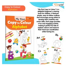 gowoo My First Copy To Colour Book With 10 Wax Crayons Set Of 8 - English image 4
