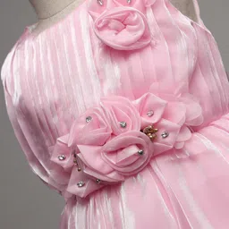 Mark & Mia Woven Sleeveless Party Dress with Floral Applique - Pink image 4