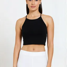 PUERY Women Halter Neck Tank Crop Top-image-0