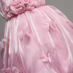 Mark & Mia Woven Sleeveless Party Dress with Floral Applique - Pink image 5