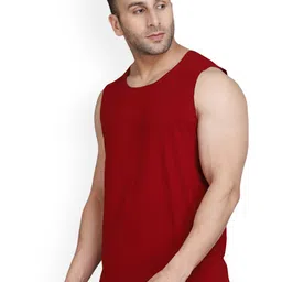 SLOWLORIS Pack Of 2 Round Neck Bio-Wash Cotton Gym Vests image 4