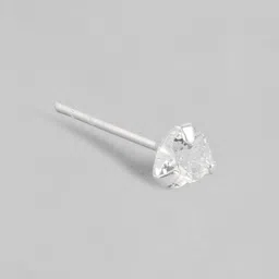 Zavya Rhodium-Plated Silver-Toned 925 Sterling Silver Heart-Shaped Studs image 3