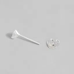 Zavya Rhodium-Plated Silver-Toned 925 Sterling Silver Heart-Shaped Studs image 4