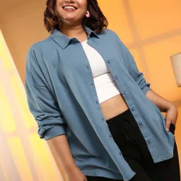 Instafab Plus Blue Regular Fit Shirt image 4