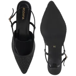 Mozafia Women's Black Back Strap Stilettos image 4