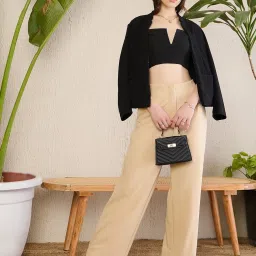 Magre Beige Solid Trousers image 4
