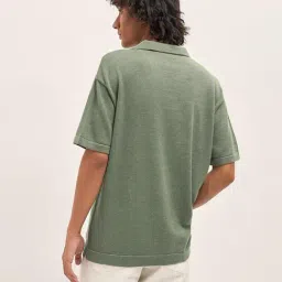 The Bear House Green Woven Design Regular Fit Polo T-Shirt image 2