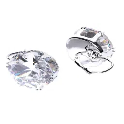 OOMPH Silver Tone Large Oval Black and White Cubic Zirconia Drop Earrings Pack of 2 image 4
