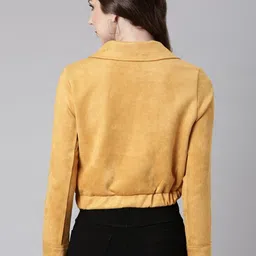 SHOWOFFFF Women Suede Crop Biker Jacket image 3