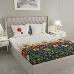 GMF White & Green Cotton 210 TC Bed Sheet Set-picture-10