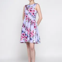Cover Story Lilac Polyester Floral Regular Fit Shift Dress image 4