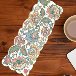 YWULY White & Peach Coloured Glass Beaded TableRunner image 5