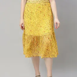 Sera Yellow Floral Print Tiered Skirt-image-47