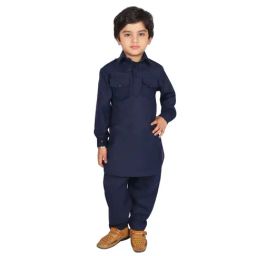 SG Yuvraj Kids Navy Solid Kurta with Pyjama-picture-31