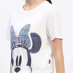 MADAME White Cotton Printed T-Shirt image 4