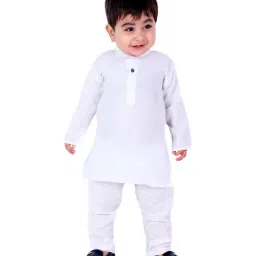 BownBee Kids White Cotton Kurta & Payjam-picture-19