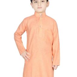 SG Yuvraj Kids Orange Solid Full Sleeves Kurta-picture-13
