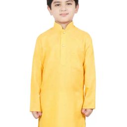 SG Yuvraj Kids Yellow Solid Full Sleeves Kurta-picture-10