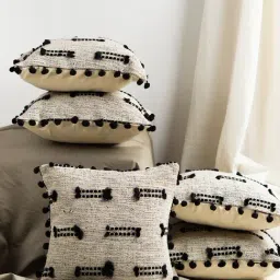 Nestroots Woven Cream Woven Cotton Cushion Covers - Set of 5-image-18