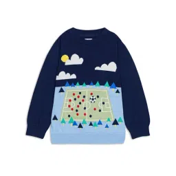 H by Hamleys Boys Blue Self Design Full Sleeves Sweater-picture-15