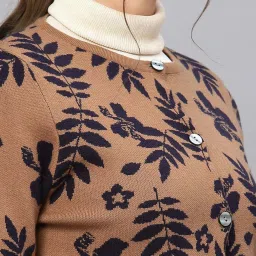 Mafadeny Brown Printed Cardigan image 4