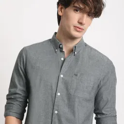 The Bear House Grey Cotton Slim Fit Texture Shirt image 4