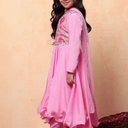 Biba Girls Pink Embellished Full Sleeves Kurta set image 4