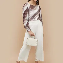 Code by Lifestyle Brown & White Printed Top image 4