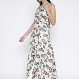 La Intimo Cream Relaxed Fit Printed Dress image 4